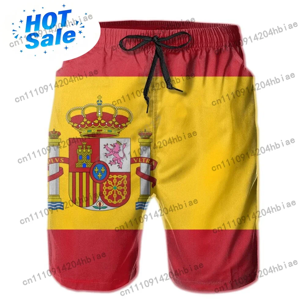 Swimwear - Męskie szorty kąpielowe z flagą Hiszpanii,