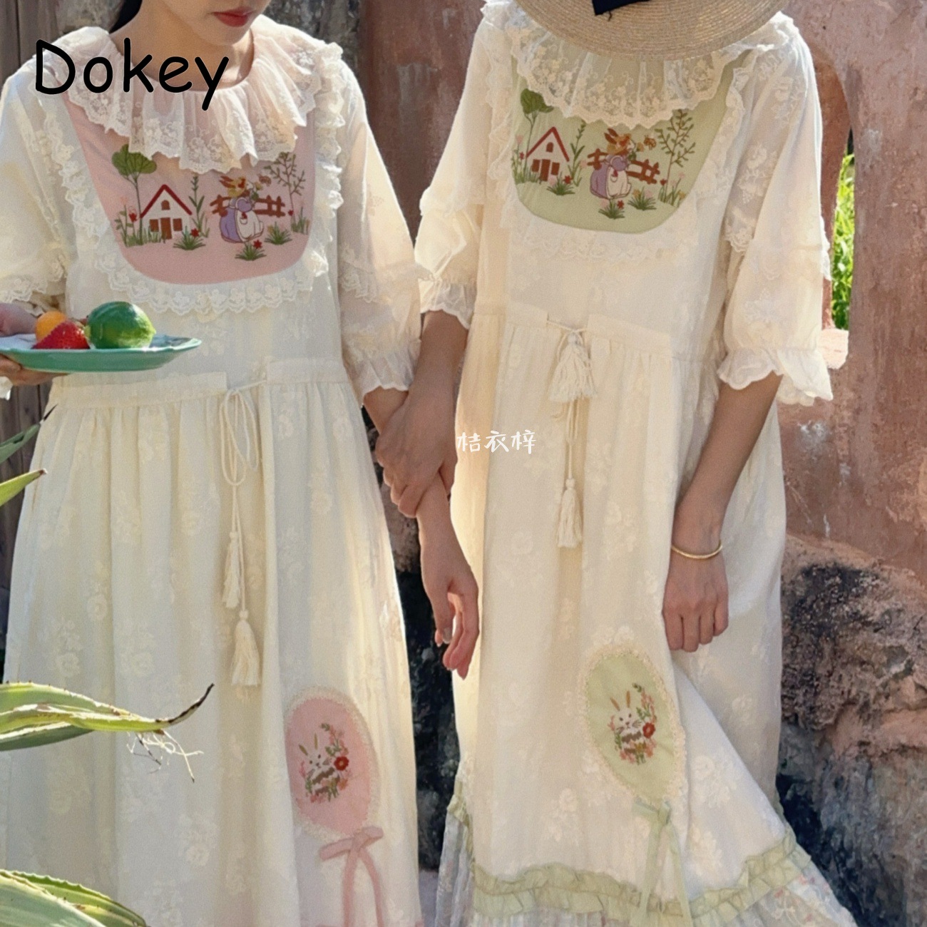 French Vintage Floral Midi Dress - Sukienka midi w stylu vintage z