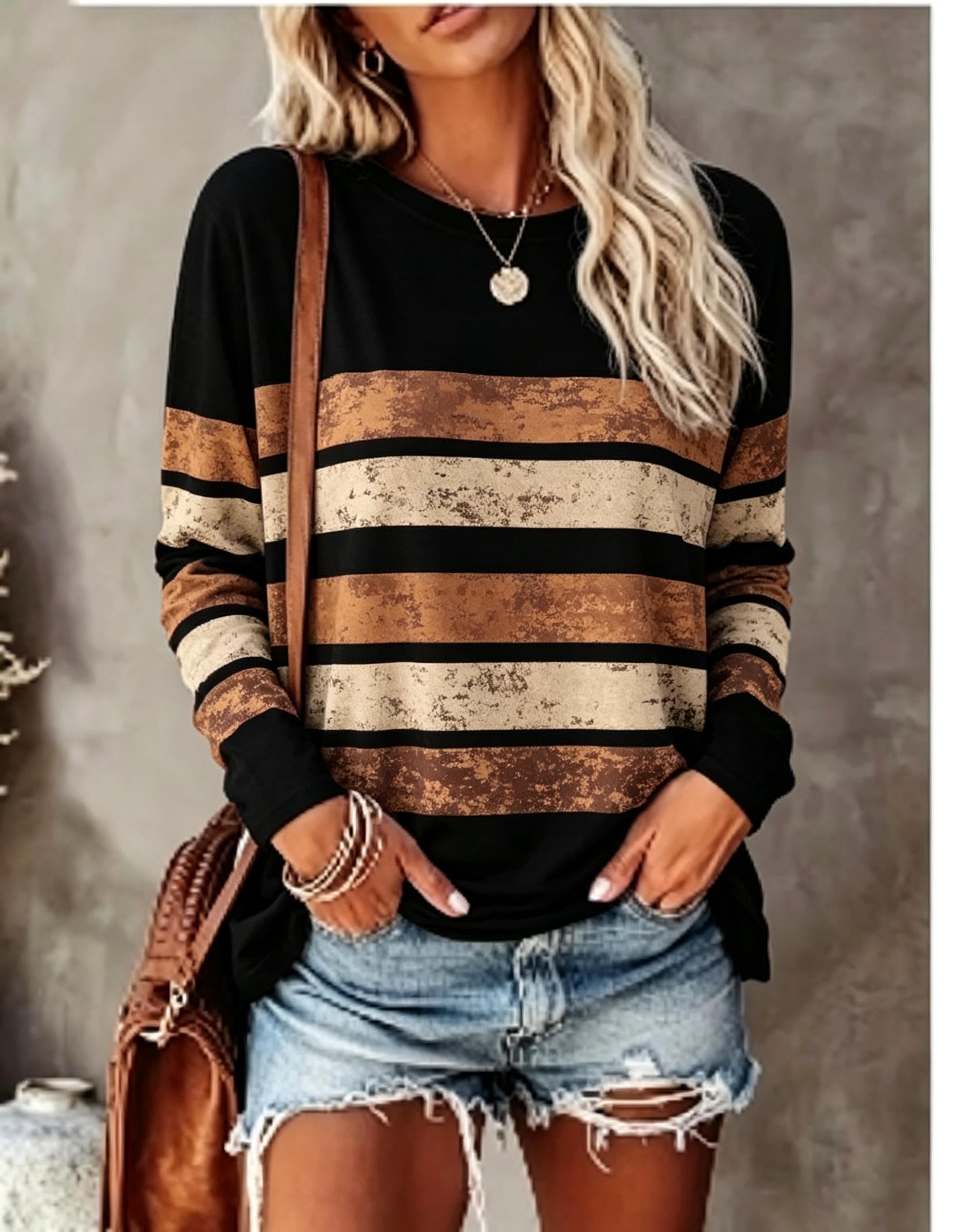 Blouses - Damska koszulka z długim rękawem, vintage,