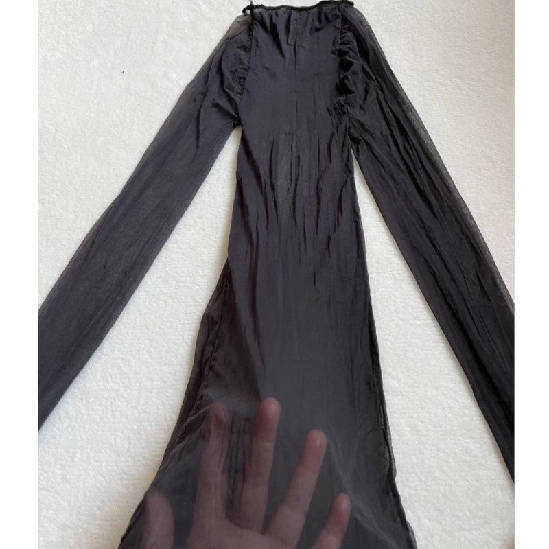 Sexy Mesh Sheer Bodycon Dress - Przezroczyste, gładkie, seksowne body, elastyczna, bezszwowa