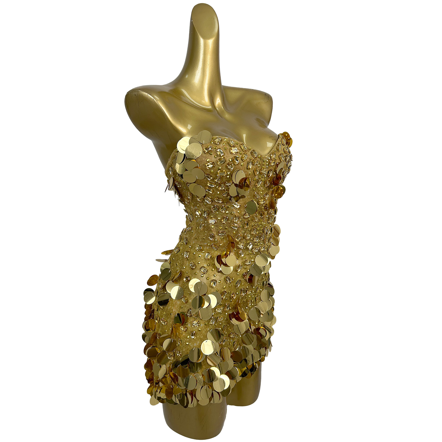Błyszcząca, złota sukienka min – Sparkly Rhinestone Club Party Dress recenzja i cena