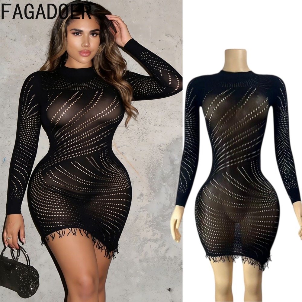 FAGADOER Damska seksowna mini  – Sexy Mesh Sheer Bodycon Dress recenzja i cena