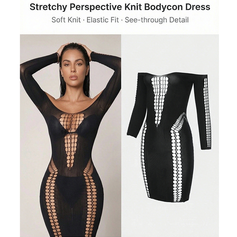 Damska prześwitująca sukienka  – Sexy Mesh Sheer Bodycon Dress recenzja i cena
