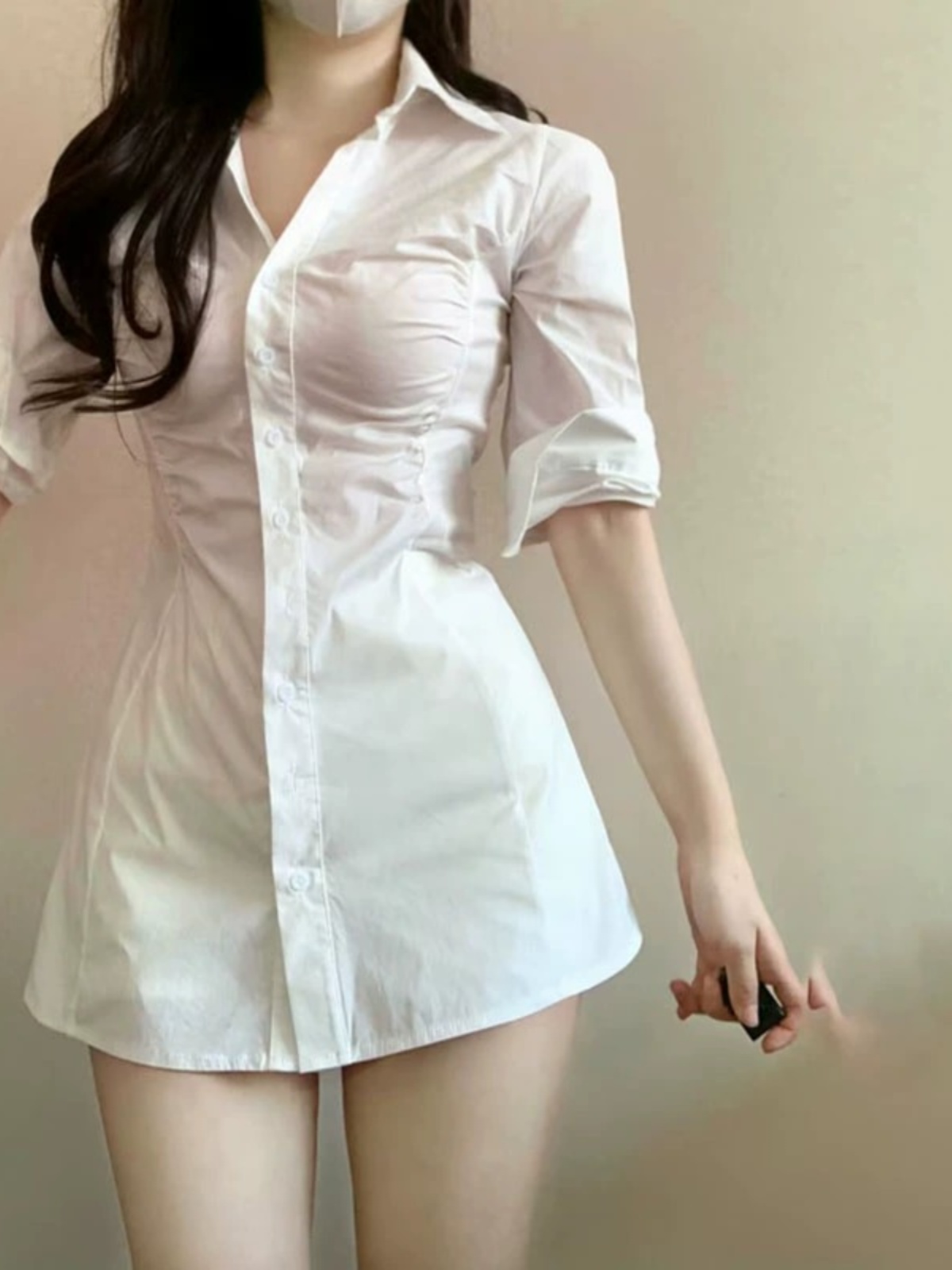 Seksowna plisowana sukienka ko – Korean Style A Line Shirt Dress recenzja i cena