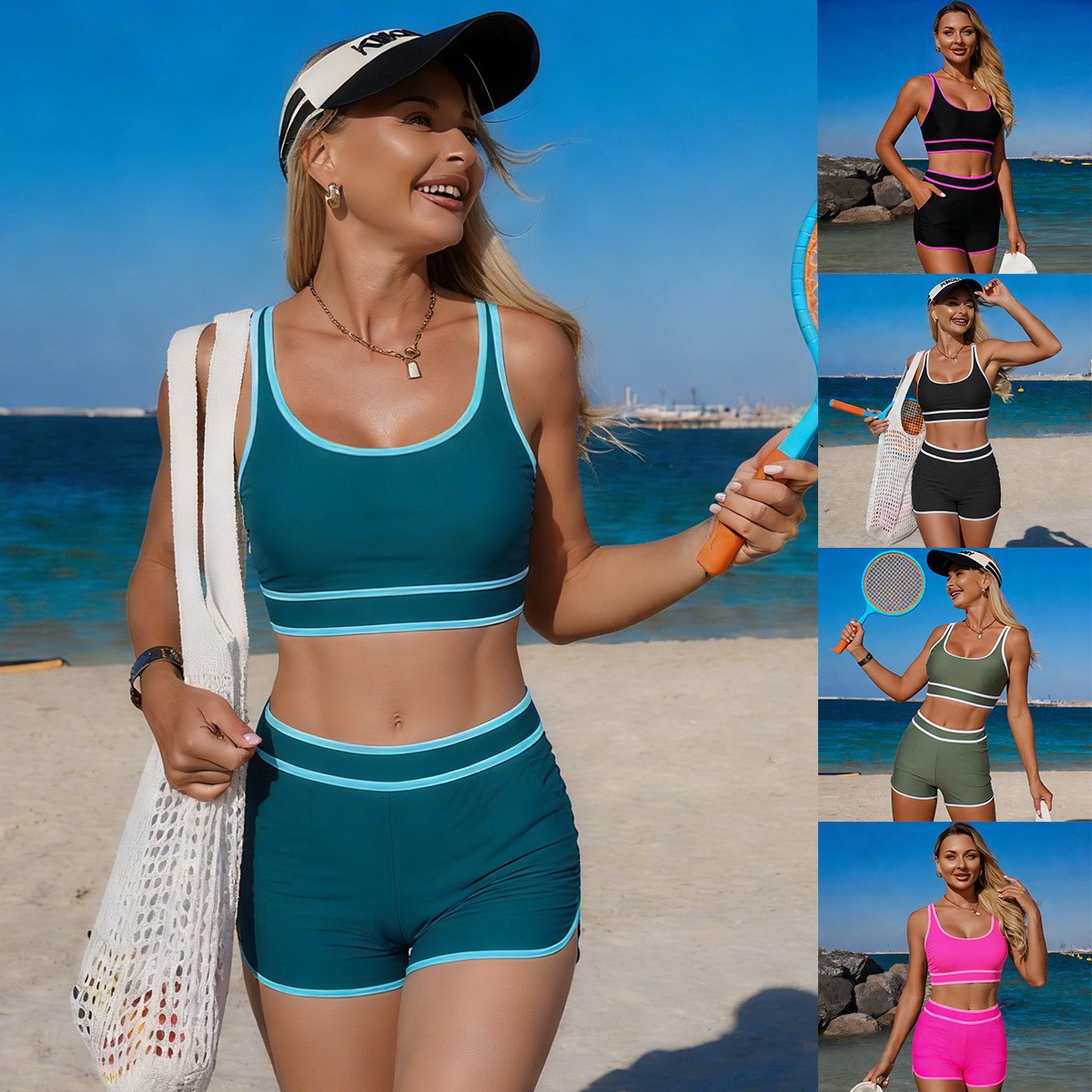 Oliwkowozielone bikini, bezręk – Tops recenzja i cena