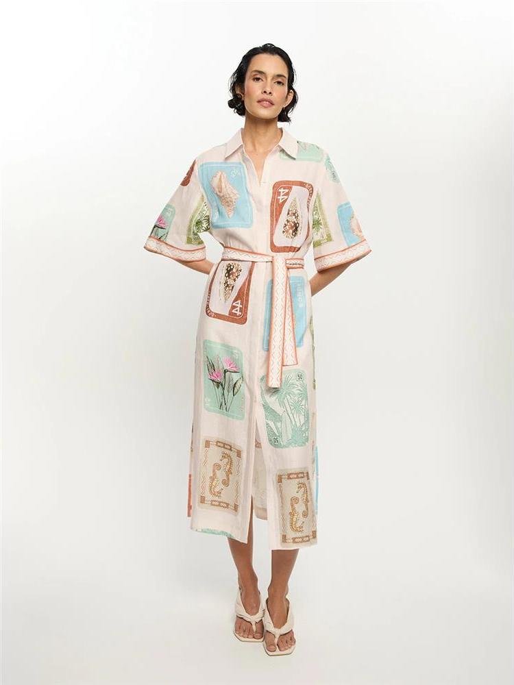 Krótka sukienka z lnu Cleanfit – Casual Loose Linen Shirt Dress recenzja i cena