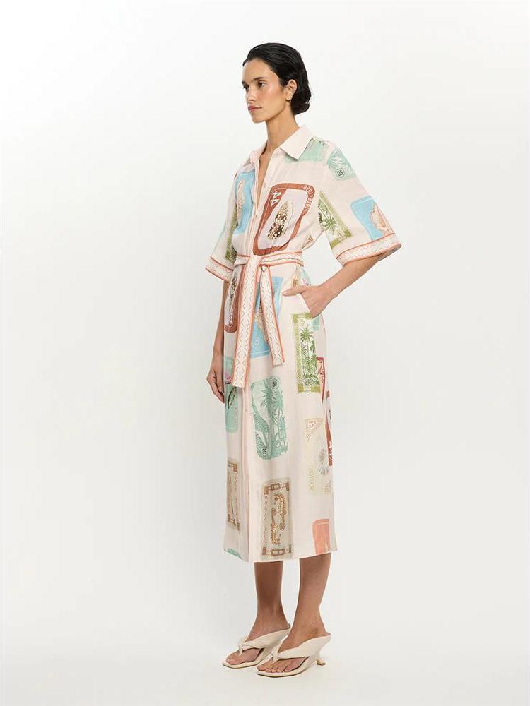 Krótka sukienka z lnu Cleanfit – Casual Loose Linen Shirt Dress recenzja i cena