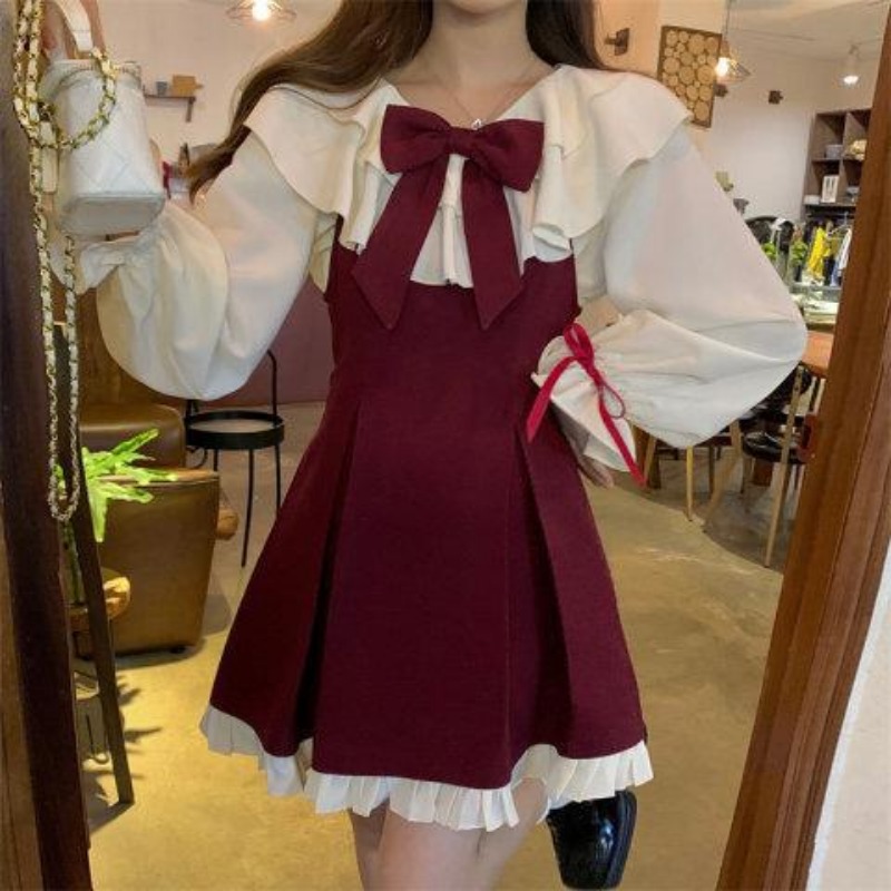Nowy koreański słodki zestaw d – Korean Style A Line Shirt Dress recenzja i cena