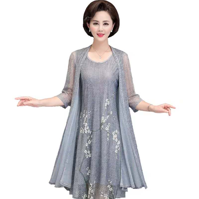 letni bawełniany lniany 2-częś – French Vintage Floral Midi Dress recenzja i cena
